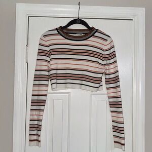 👑 LIKE NEW SIZE XL Fashion Nova Multicolor Striped Sweater Crop Top
